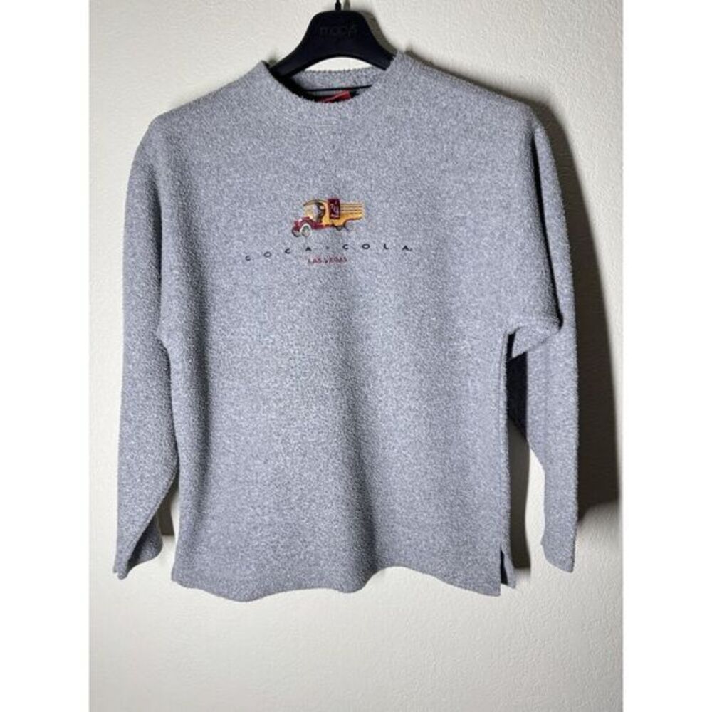 Coca-Cola 90s Las Vegas Pile Crewneck‎ Sweater Embroidered Grey S Small